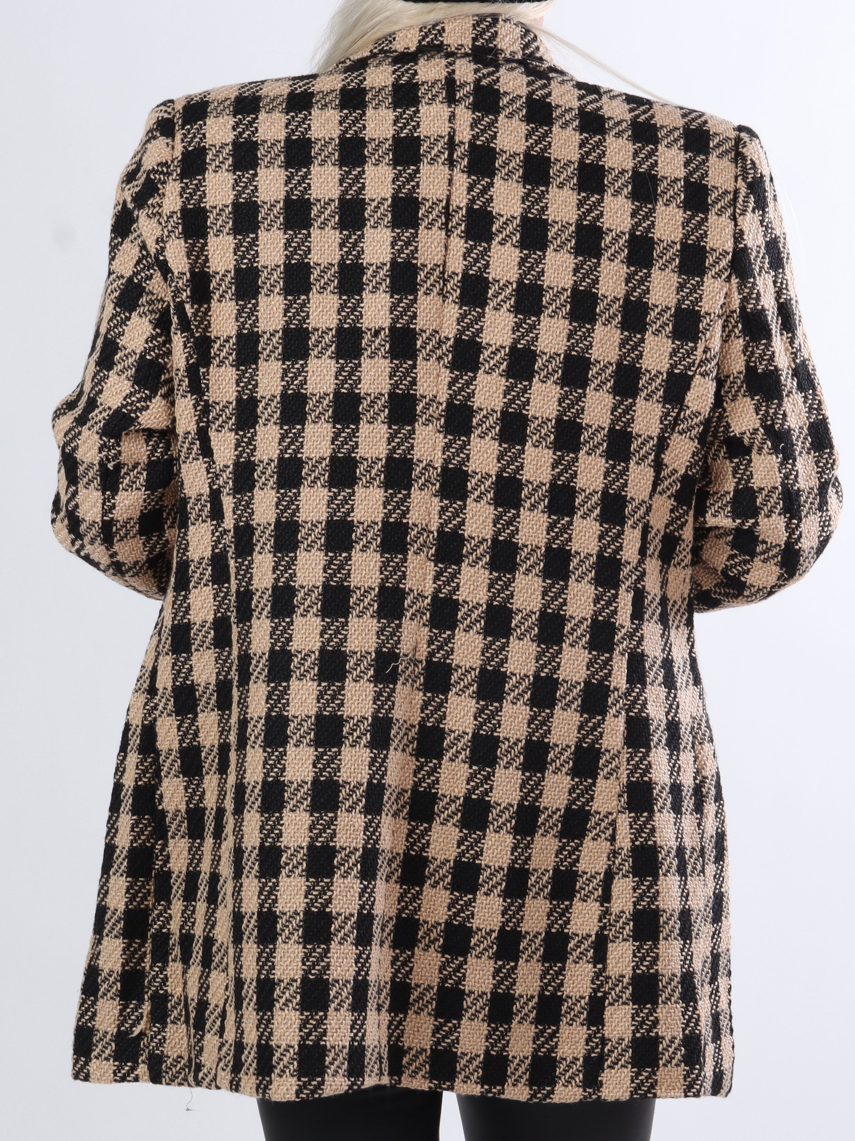 Magnolia - Kamel och svart rutig kavajjacka